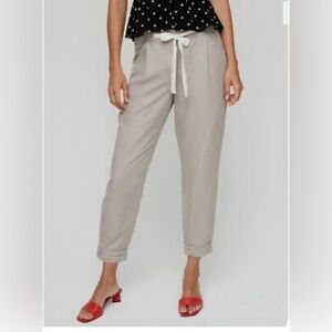 Aritzia Wilfred Allant Pant Cropped Gray Linen Trouser, Size 2 1746